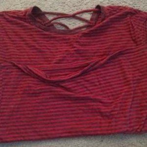 Maroon and Red Striped Old Navy Blouse